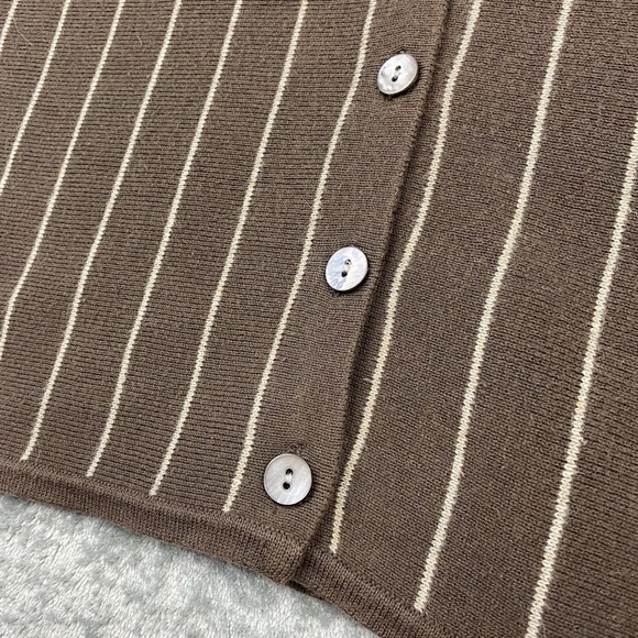 Vintage Gap Sweater Womens Sz M Brown Striped Vest Cardigan Shawl Collar 90s Y2K - Picture 3 of 8